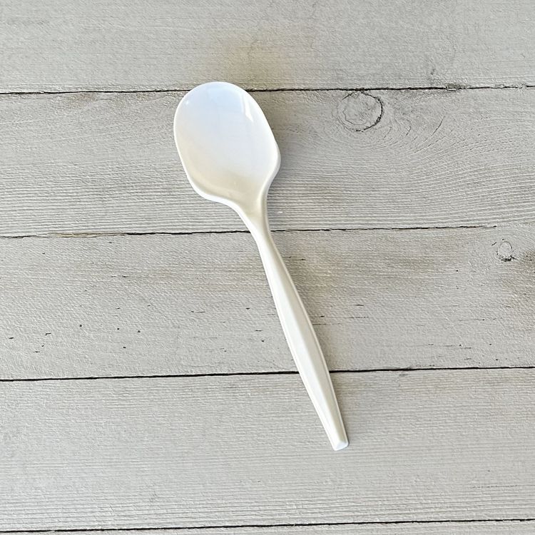 Boardwalk Mediumweight Polypropylene Cutlery, Soup Spoon, 4.86", Plastic, White, 1,000/Carton (BWKSOUPMWPP)