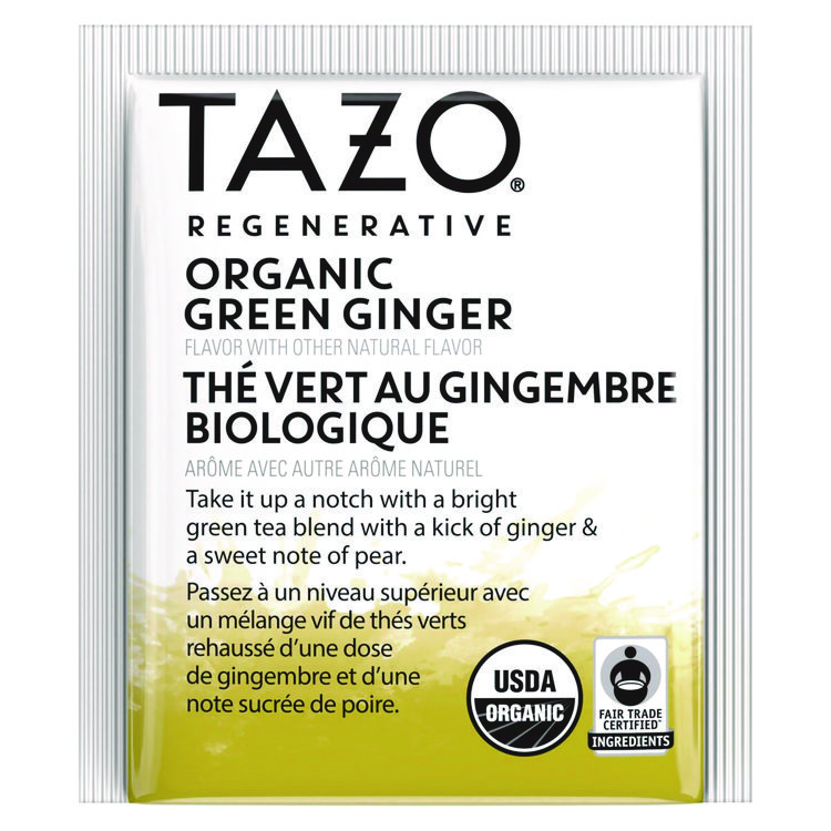 Tazo Tea Bags, Organic Green Ginger, 16/Box, 6 Boxes/Carton (TZO00356)