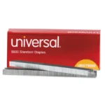 Universal Standard Chisel Point Staples, 0.25 Leg, 0.5 Crown, Steel, 5,000Box, 5 BoxesPack, 25,000Pack (UNV79000VP)