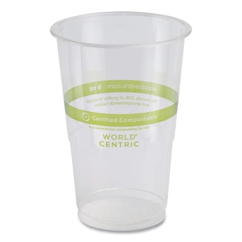 World Centric PLA Clear Cold Cups, 9 oz, Clear, 1,000Carton (WORCPCS9Q)