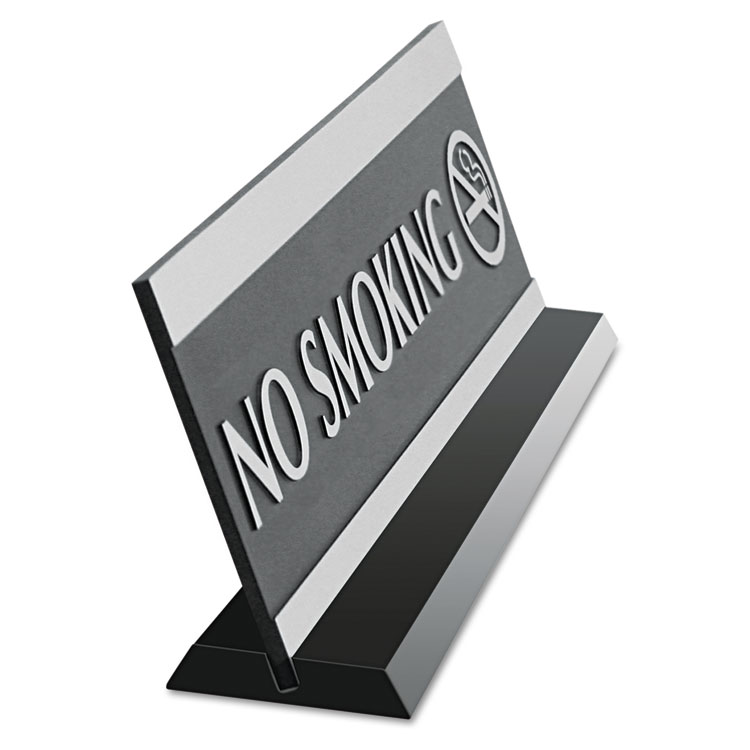 Headline Sign Century Series Office Sign, NO SMOKING, 9 x 3, Black/Silver (USS4757)