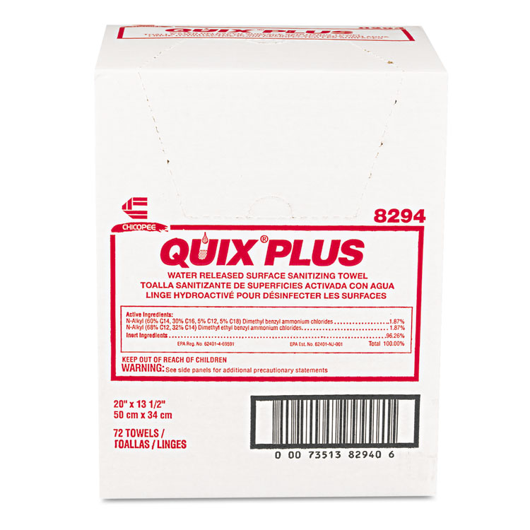 Chix Quix Plus Cleaning and Sanitizing Towels, 13.5 x 20, Pink, 72/Carton (CHI8294)