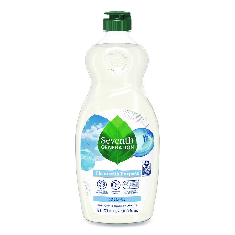 Seventh Generation Natural Dishwashing Liquid, Free and Clear, 19 oz Bottle (SEV44986EA)