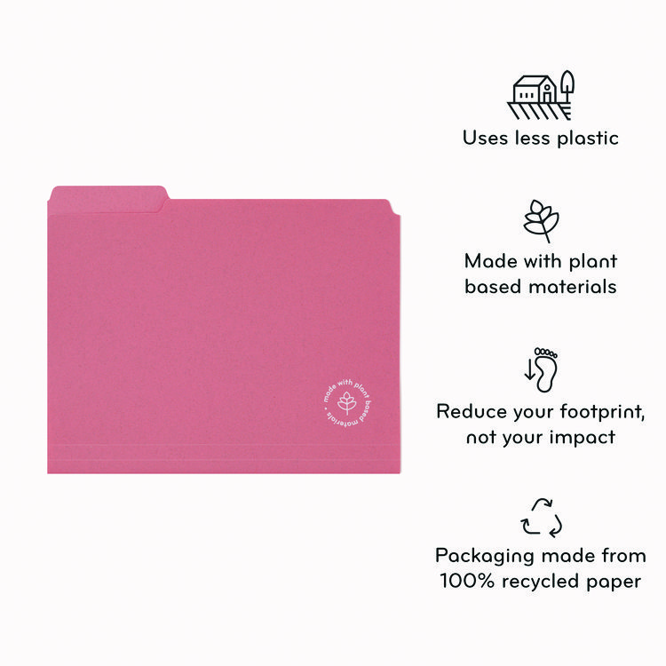 U Brands U-Eco Poly File Folders, 1/3 Cut Tabs: Assorted, Letter Size, 0.5" Expansion, Assorted Colors, 24/Pack (UBR6597U0112)