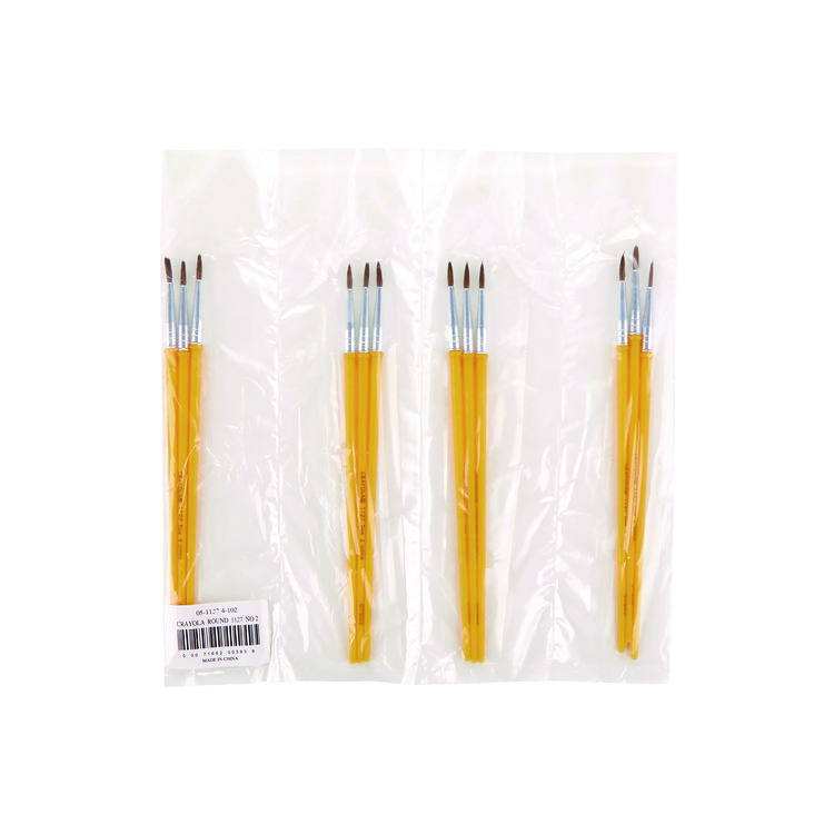 Crayola Watercolor Brush Set, Size 2, Camel-Hair Blend, Round Profile, 3/Pack (CYO051127002)