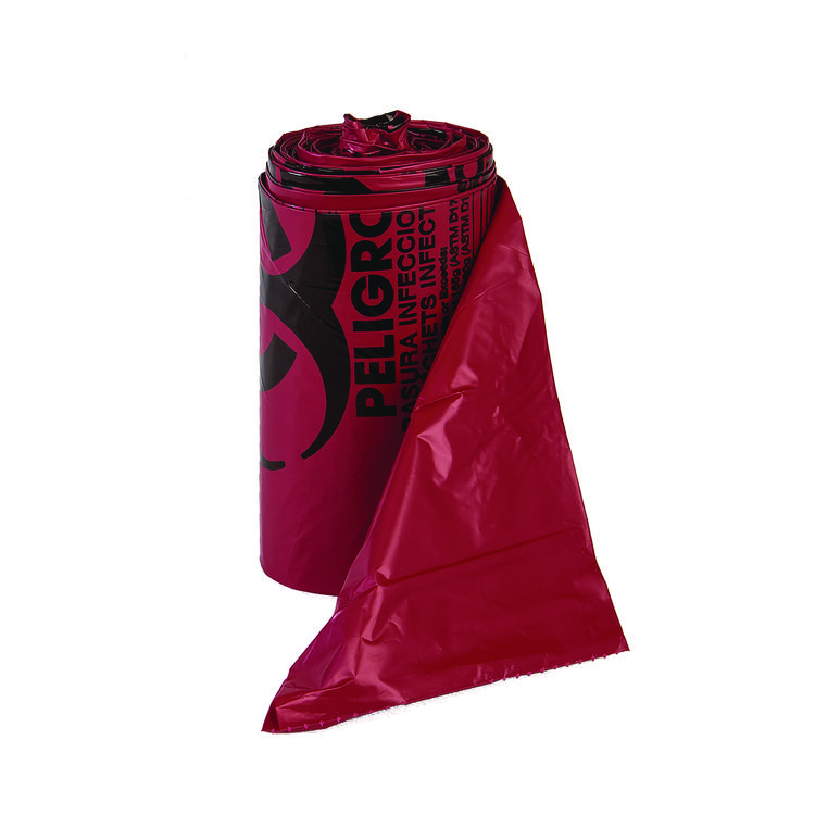 Inteplast Group Institutional Low-Density Can Liners, Infectious Waste Biohazard, 10 gal, 1.3 mil, 24 x 23, Red, Interleaved, 25/RL, 10 RL/CT (IBSSL2423R)