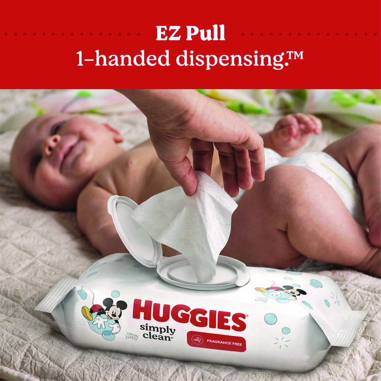 Huggies Simply Clean Fragrance Free Baby Wipes, 64/Pack, 11 Packs/Carton (KCC53611)