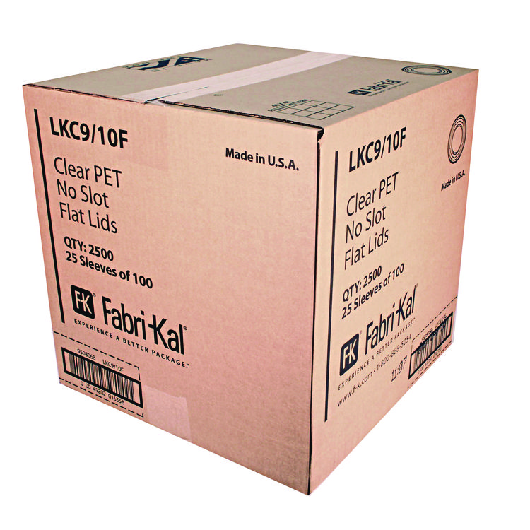 Fabri-Kal Kal-Clear/Nexclear Drink Cup Lids, Flat Lid with No Slot, Fits 9 to 10 oz Cold Cups, Clear, 2,500/Carton (FABLKC910F)