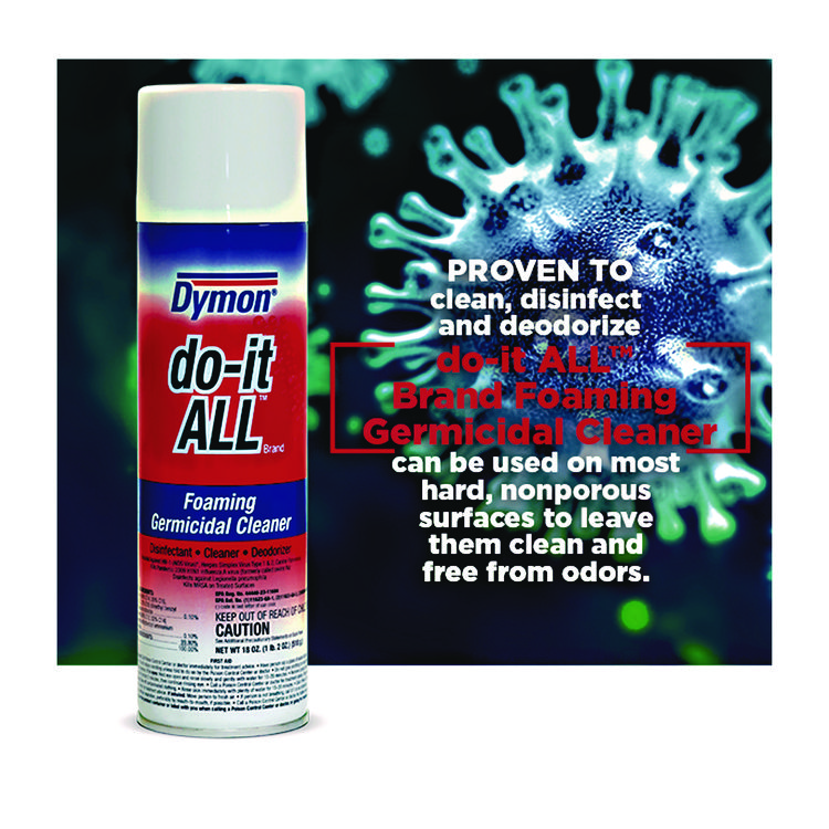 Dymon do-it-ALL Germicidal Foaming Cleaner, 18 oz Aerosol Spray, 12/Carton (ITW08020CT)