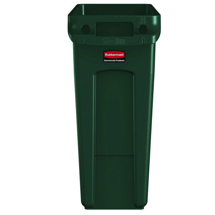 Slim Jim Slim Jim Plastic Recycling Container with Venting Channels, 23 gal, Plastic, Green (RCP354007GN)