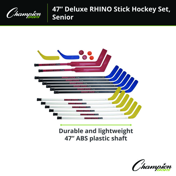 Champion Sports Indoor ABS Floor Hockey Set, 2 Pucks, 14 Sticks (CSIHS47SET)