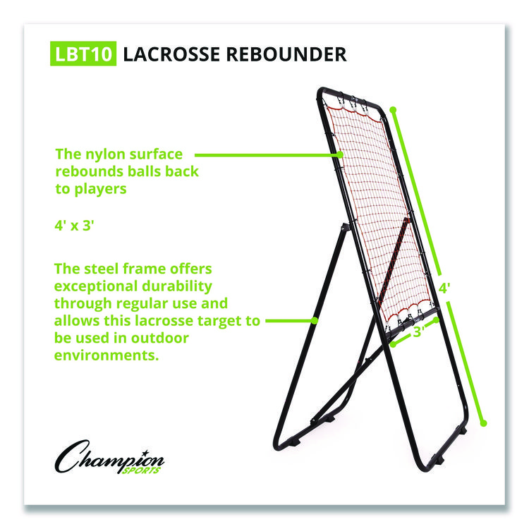 Champion Sports Lacrosse Ball Rebounder, 80" x 3 ft, 1.25" dia Frame (CSILBT10)