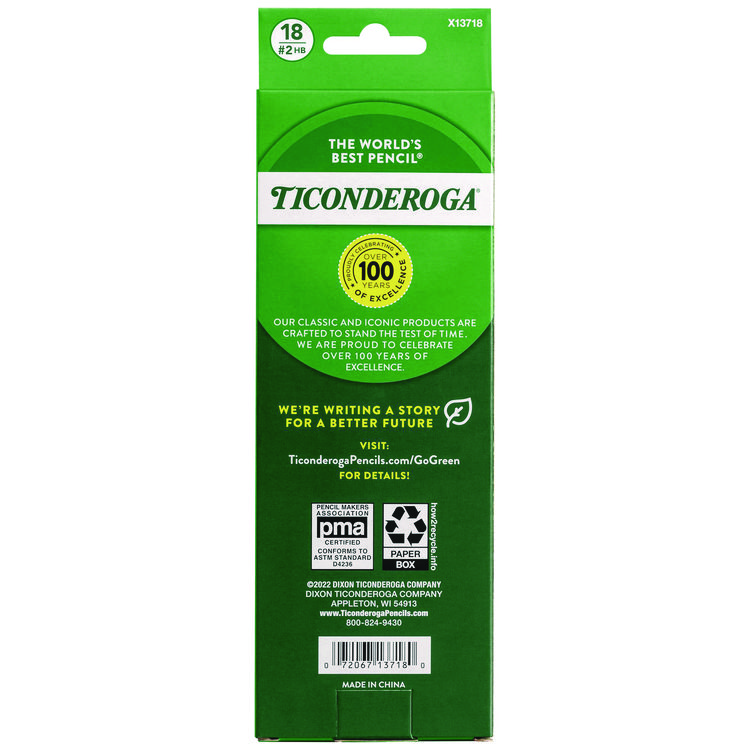 Ticonderoga Pre-Sharpened Pencil, 2.2 mm, HB (#2), Black Lead, Pastel Assorted Barrel, 18/Pack (DIXX13718)