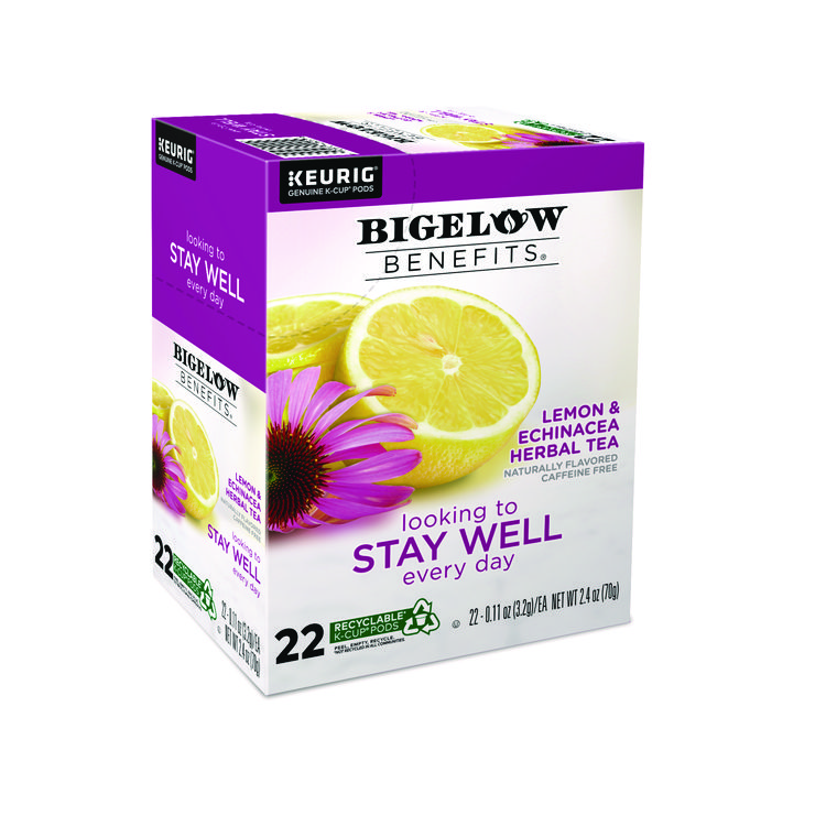 Bigelow Benefits Lemon and Echinacea Herbal K-Cup, 0.11 oz, 22/Box (GMT2025)