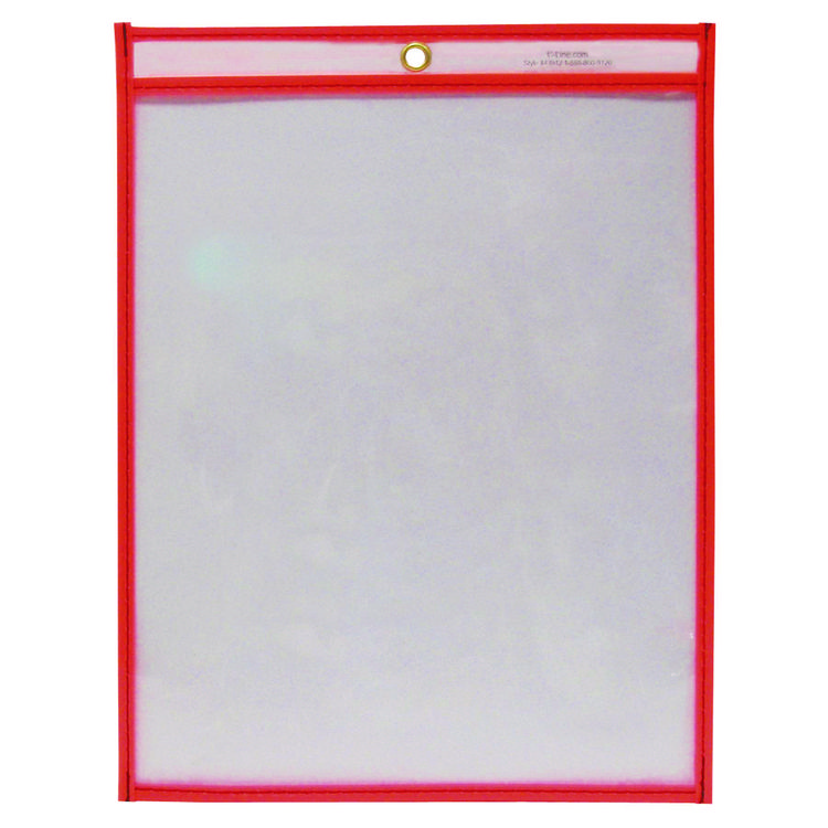 C-Line Reusable Dry Erase Pockets, 9 x 12, Neon Red, 30/Pack (CLI40814)