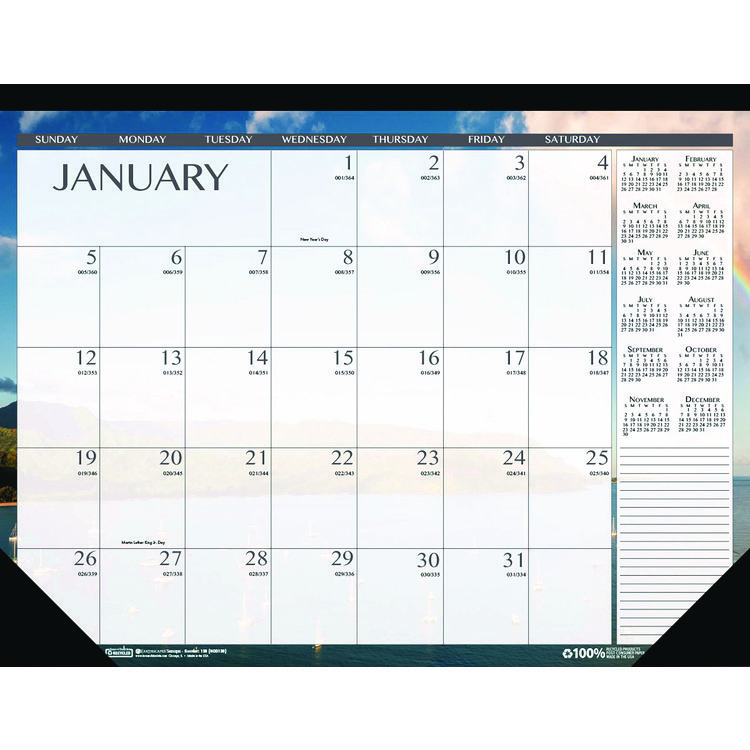 House of Doolittle Recycled Earthscapes Desk Pad Calendar, Seascapes Photography, 22 x 17, Black Binding/Corners,12-Month (Jan to Dec): 2025 (HOD138)