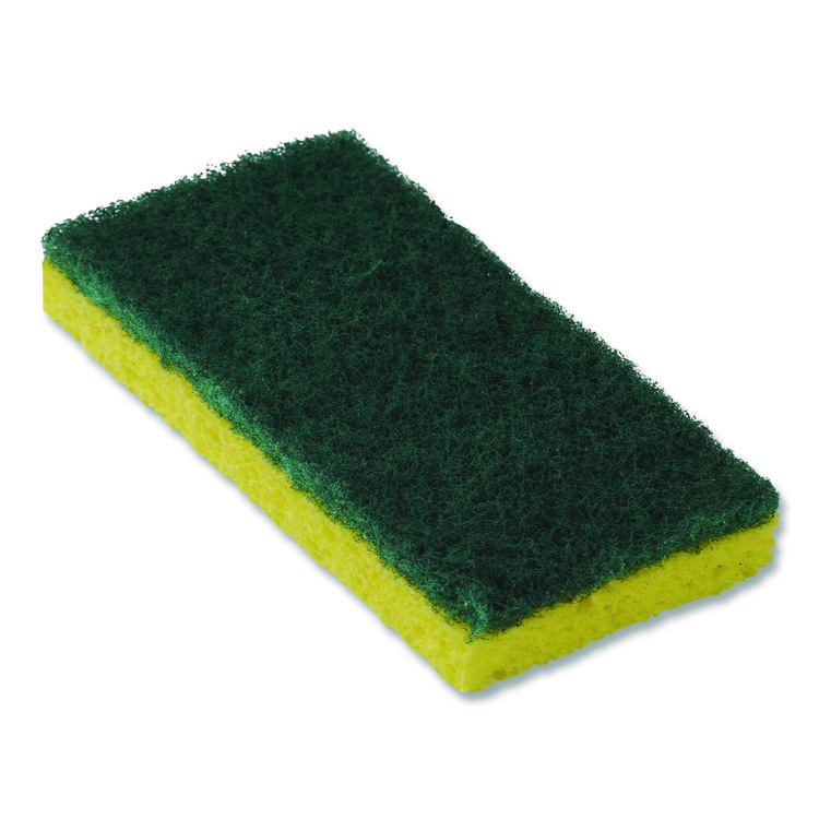 Americo Resort Cut Scrub Sponge, Medium Duty, 6.25 x 3.18, Green/Yellow, 40/Carton (AMF551013)