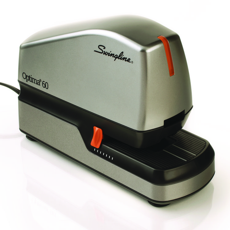 Swingline Optima 60 Electric Stapler, 60-Sheet Capacity, Silver/Black/Orange (SWI48210)
