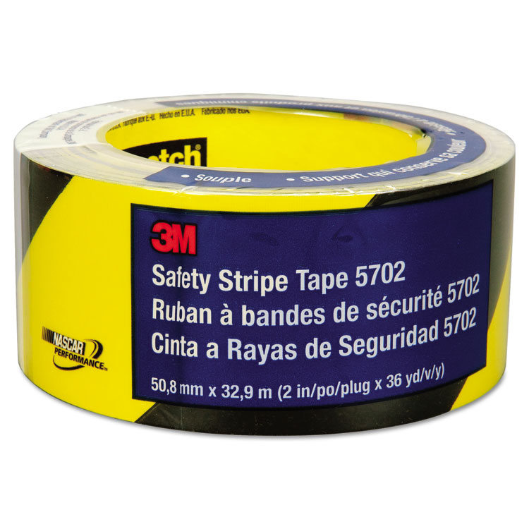 3M Safety Stripe Tape, 2" x 108 ft, Black/Yellow (MMM57022)