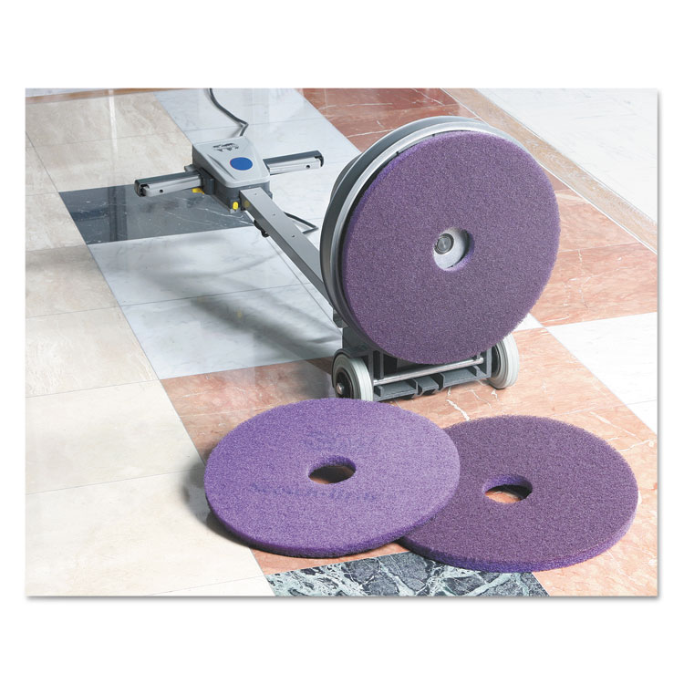 Scotch-Brite Diamond Floor Pads, 20" Diameter, Purple, 5/Carton (MMM08418)