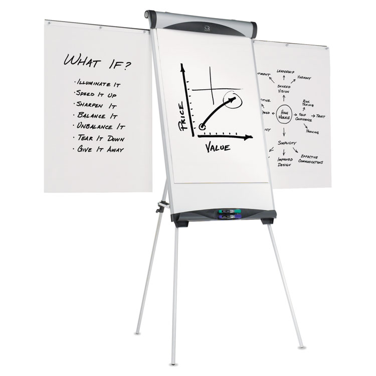 Quartet Euro Magnetic Presentation Easel, 27 x 39, White Surface, Silver Aluminum Frame (QRTEU500E)