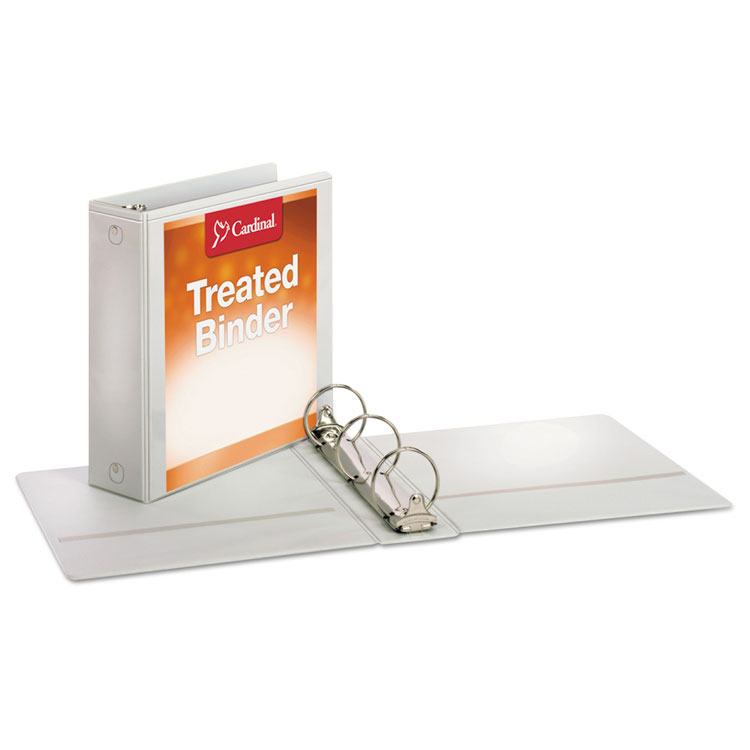 Cardinal Treated Binder ClearVue Locking Round Ring Binder, 3 Rings, 3" Capacity, 11 x 8.5, White (CRD32230)