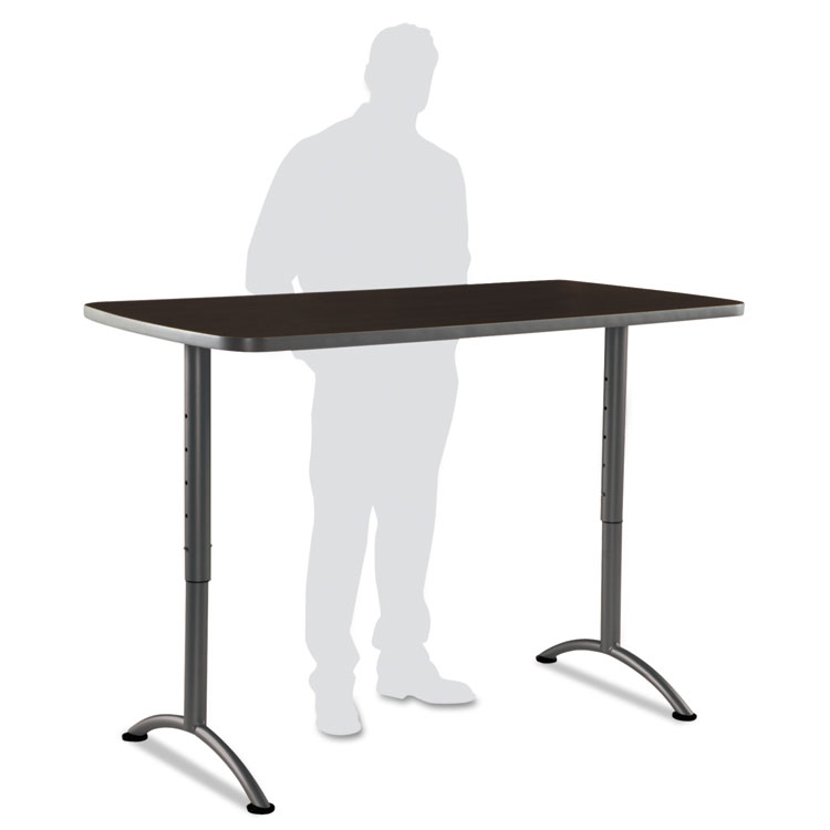 Iceberg ARC Adjustable-Height Table, Rectangular, 30" x 60" x 30" to 42", Walnut/Gray (ICE69314)