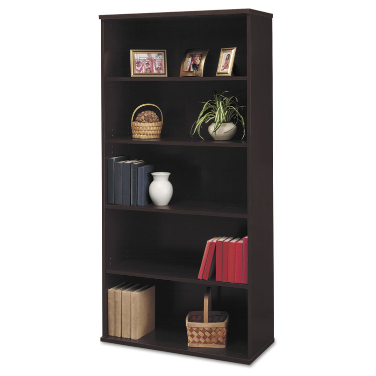 Bush Series C Collection Bookcase, Five-Shelf, 35.63w x 15.38d x 72.78h, Mocha Cherry (BSHWC12914)