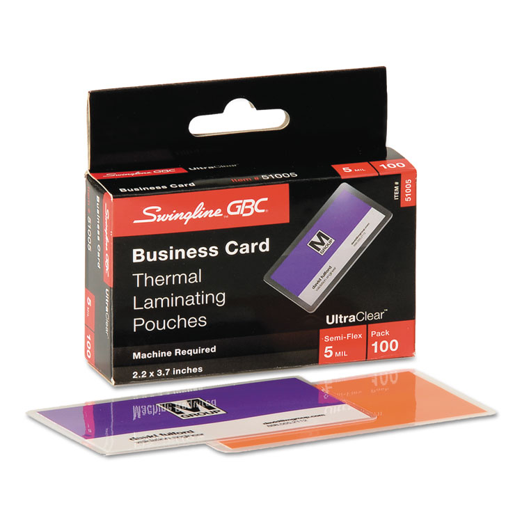 GBC51005 - GBC UltraClear Thermal Laminating Pouches, 5 mil, 3.69" x 2.19", Gloss Clear, 100/Box (GBC51005) - Image 2