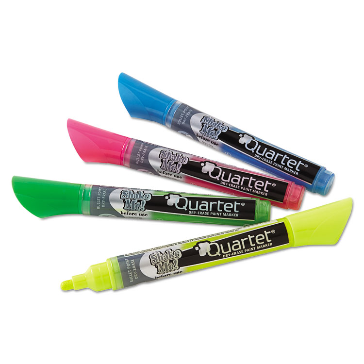Quartet Neon Dry Erase Marker Set, Broad Bullet Tip, Assorted Colors, 4/Set (QRT79551)