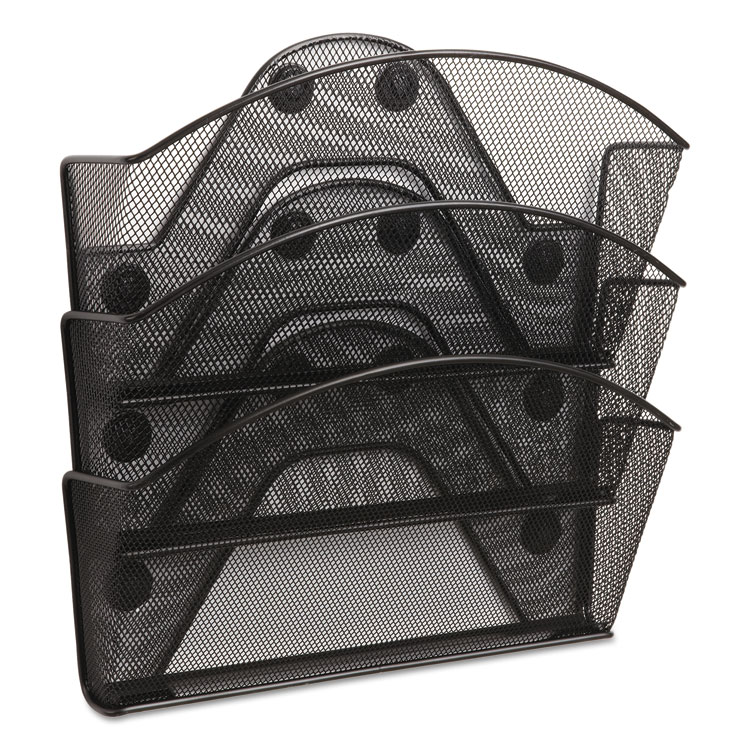 Safco Onyx Magnetic Mesh Panel Accessories, 3 File Pocket, 13 x 4.25 x 13.5. Black (SAF4175BL)