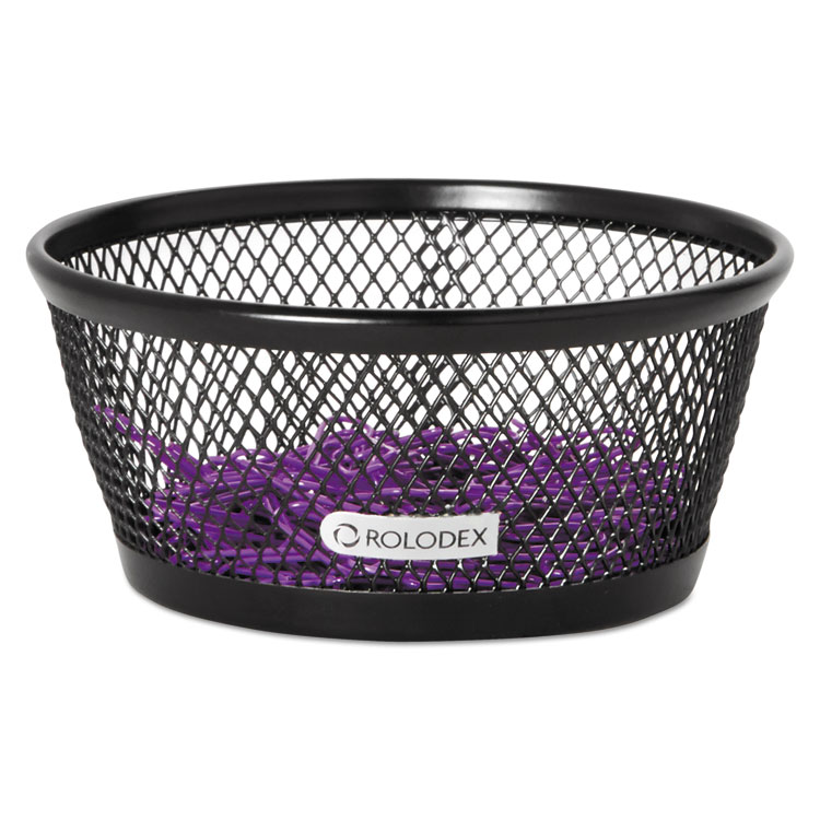 Rolodex Mesh Jumbo Nestable Paper Clip Dish, Wire Mesh, 4.3" Diameter x 2"h,  Black (ROL62562)