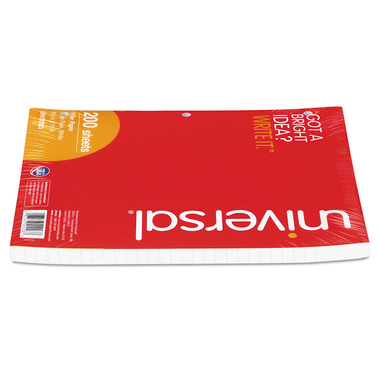 Universal Filler Paper, 3-Hole, 8.5 x 11, Wide/Legal Rule, 200/Pack (UNV20923)