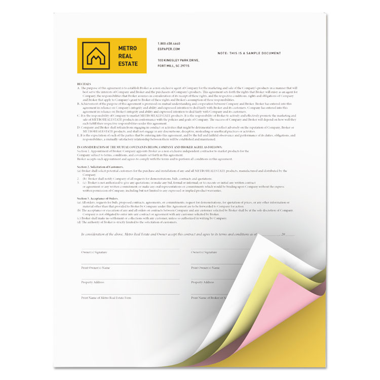 xerox Vitality Multipurpose Carbonless 4-Part Paper, 8.5 x 11, Goldenrod/Pink/Canary/White, 5,000/Carton (XER3R12856)