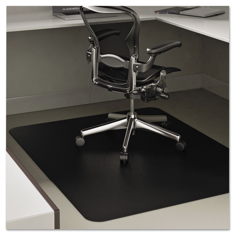 deflecto EconoMat All Day Use Chair Mat for Hard Floors, Flat Packed, 45 x 53, Black (DEFCM21242BLK)