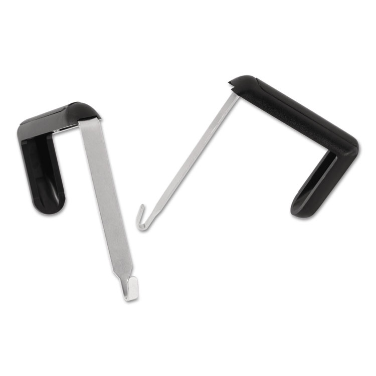 Quartet Adjustable Cubicle Hangers, For 1.5" to 3" Thick Partition Walls, Aluminum/Black, 2/Set (QRT7502)
