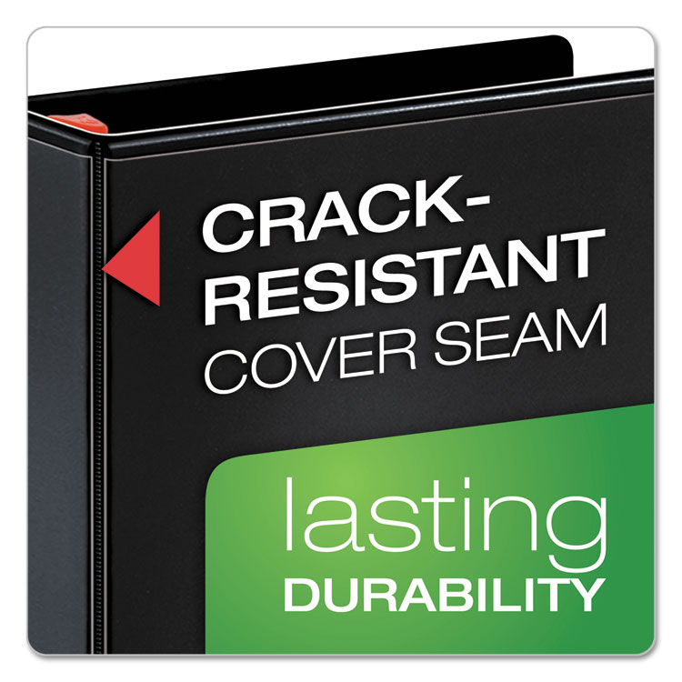 Cardinal XtraLife ClearVue Non-Stick Locking Slant-D Ring Binder, 3 Rings, 5" Capacity, 11 x 8.5, Black (CRD26351)