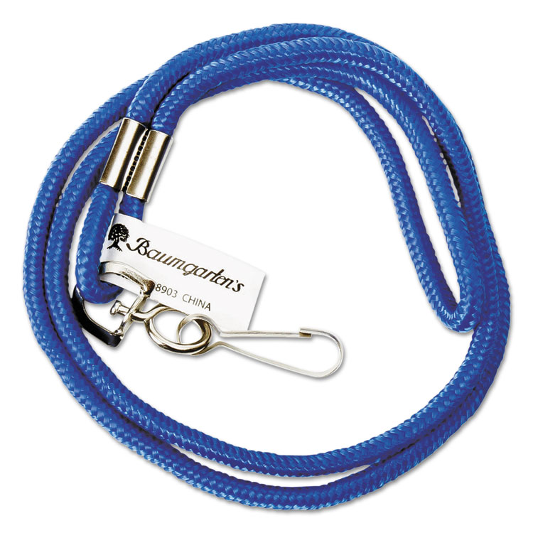 SICURIX Rope Lanyard, Metal Hook Fastener, 36" Long, Nylon, Blue (BAU68903)
