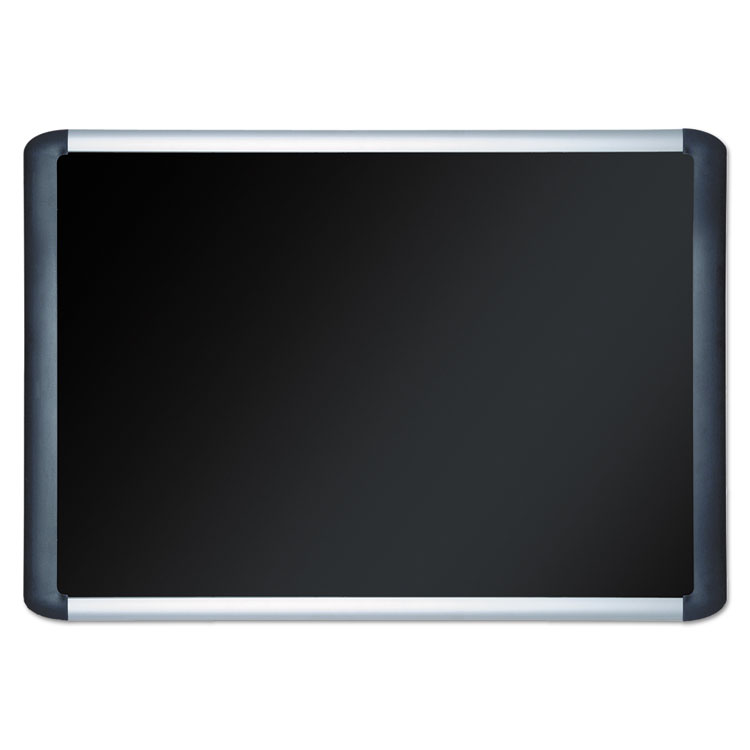 MasterVision Soft-touch Bulletin Board, 36 x 24, Black Fabric Surface, Aluminum/Black Aluminum Frame (BVCMVI030301)