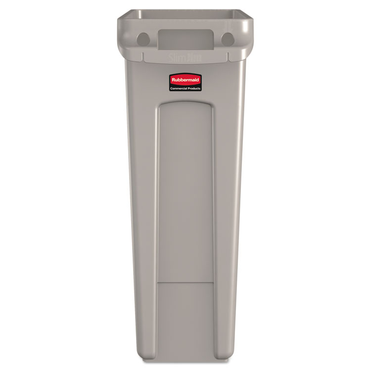 Slim Jim Slim Jim with Venting Channels, 23 gal, Plastic, Beige (RCP354060BG)