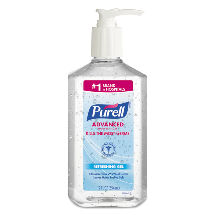 PURELL Advanced Hand Sanitizer Refreshing Gel, 12 oz Pump Bottle, Clean Scent, 12/Carton (GOJ365912CT)