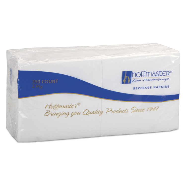 Hoffmaster Beverage Napkins, 2-Ply 9 1/2 x 9 1/2, White, Embossed, 1000/Carton (HFM180300)