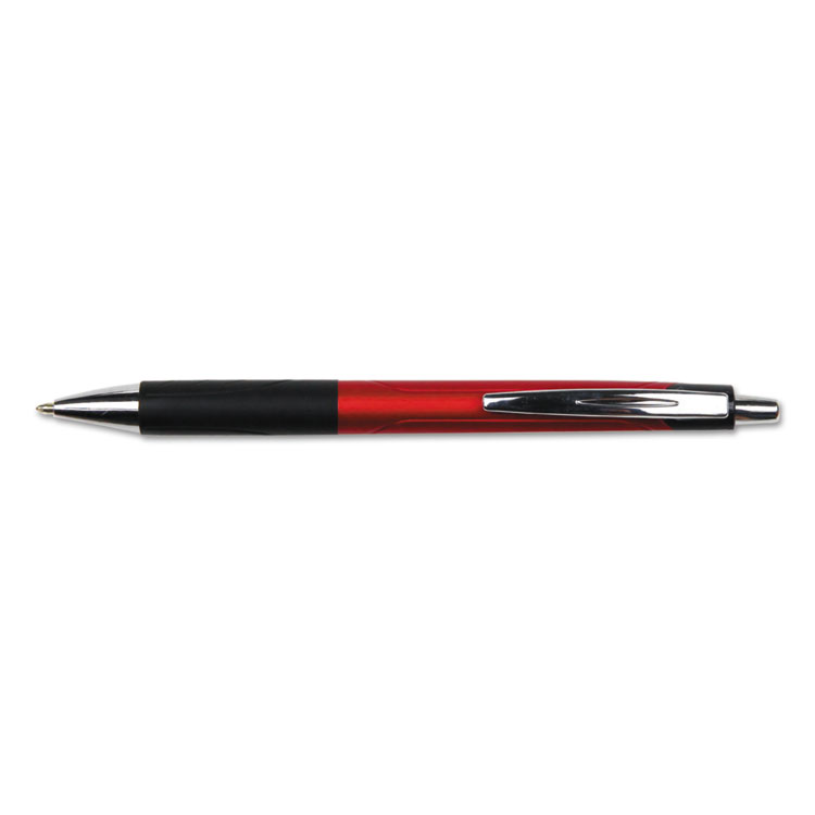 Universal Comfort Grip Ballpoint Pen, Retractable, Medium 1 mm, Red Ink, Red/Black Barrel, Dozen (UNV15542)