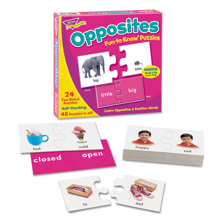 TREND Fun to Know Puzzles, Opposites, Ages 3 and Up, 24 Puzzles (TEPT36004)