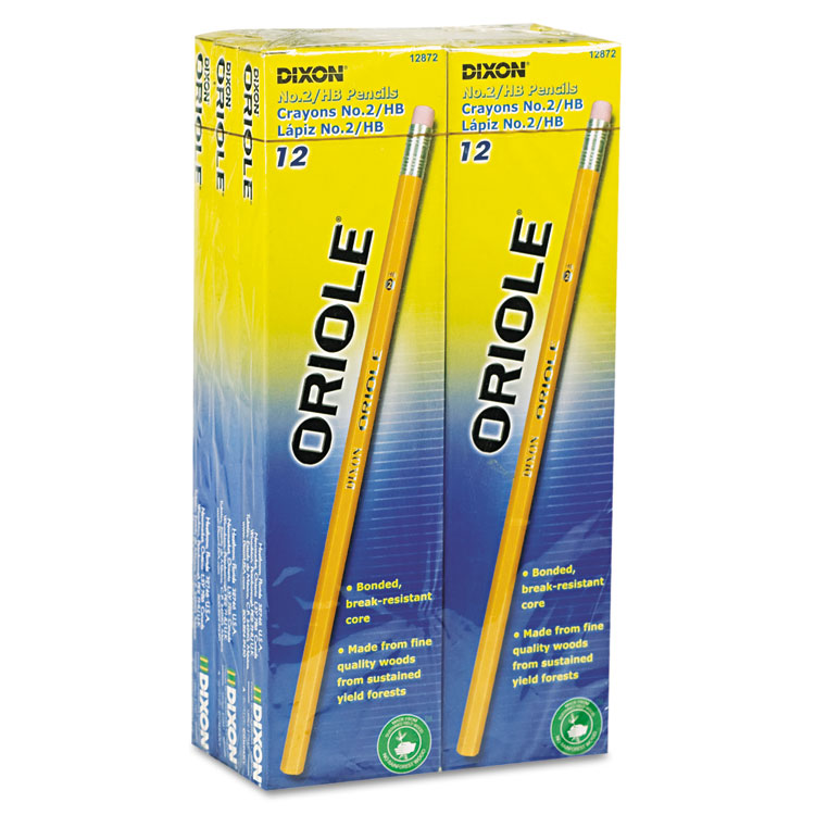 Dixon Oriole Pencil Value Pack, HB (#2), Black Lead, Yellow Barrel, 72/Pack (DIX12872)