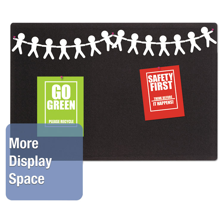 Quartet Oval Office Fabric Bulletin Board, 36 x 24, Black Surface (QRT7683BK)