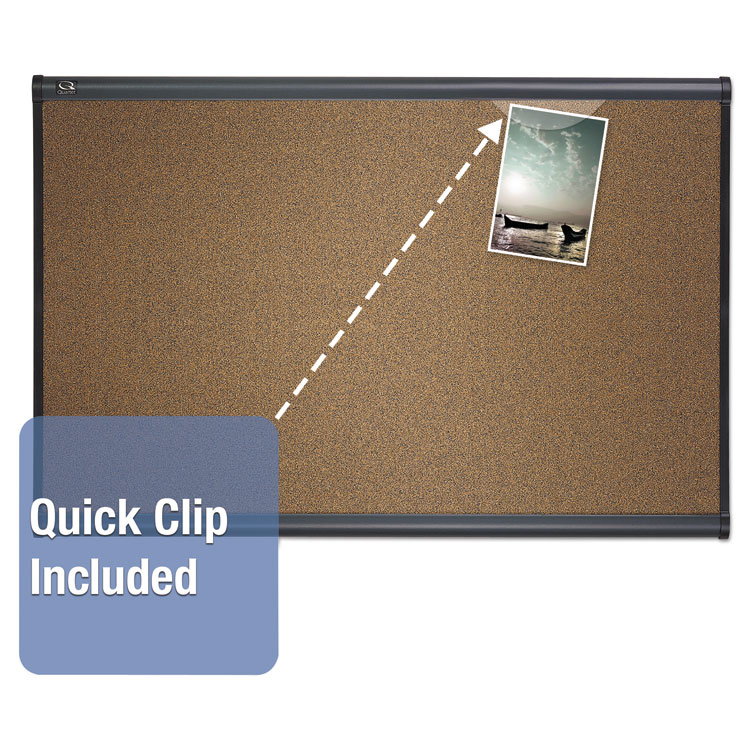 Quartet Prestige Colored Cork Bulletin Board, 36 x 24, Brown Surface, Graphite Gray Fiberboard/Plastic Frame (QRTB243G)