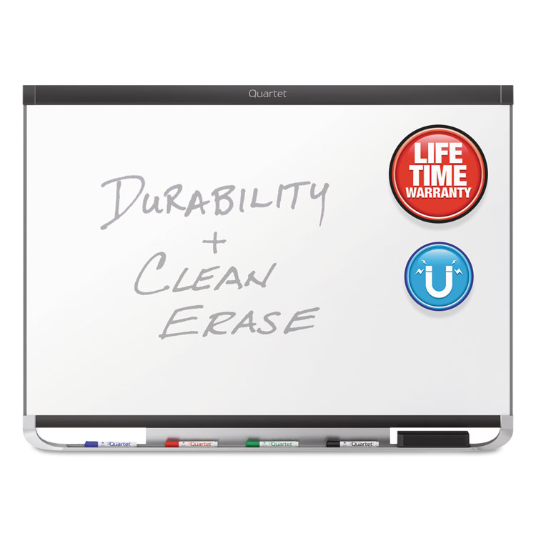 Quartet Prestige 2 DuraMax Magnetic Porcelain, 96 x 48, White Surface, Black Aluminum/Plastic Frame (QRTP558BP2)