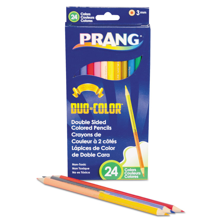 Prang Duo-Color Colored Pencil Sets, 3 mm, 2B, Assorted Lead and Barrel Colors, Dozen (DIX22112)