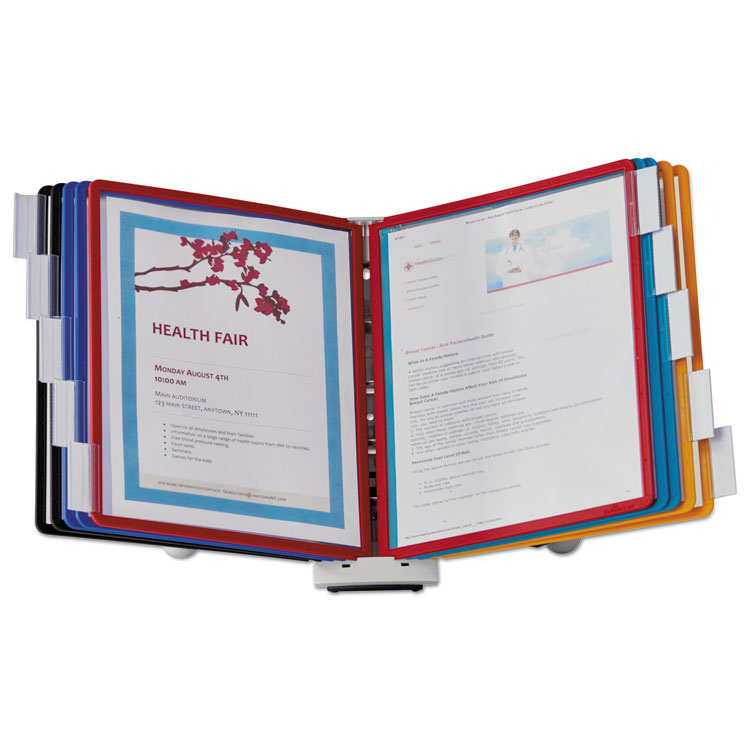 Durable SHERPA Desk Reference System, 10 Panels, 10 x 5.63 x 13.88, Assorted Borders (DBL554200)